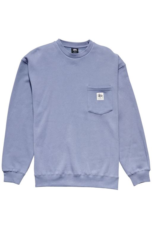 Stussy Mens Pocket Crew Sweaters Blue - IAOJW0598